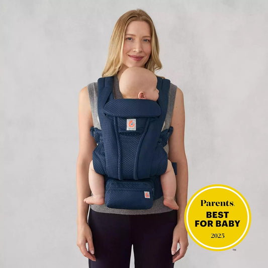 Comfortable structured mesh baby carrier with lumbar back support for parents