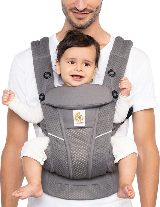 Ergobaby Omni Breeze All Carry Positions Breathable Mesh Baby Carrier Newborn to Toddler with Enhanced Lumbar Support & Airflow (7-45 Lb), Graphite Grey