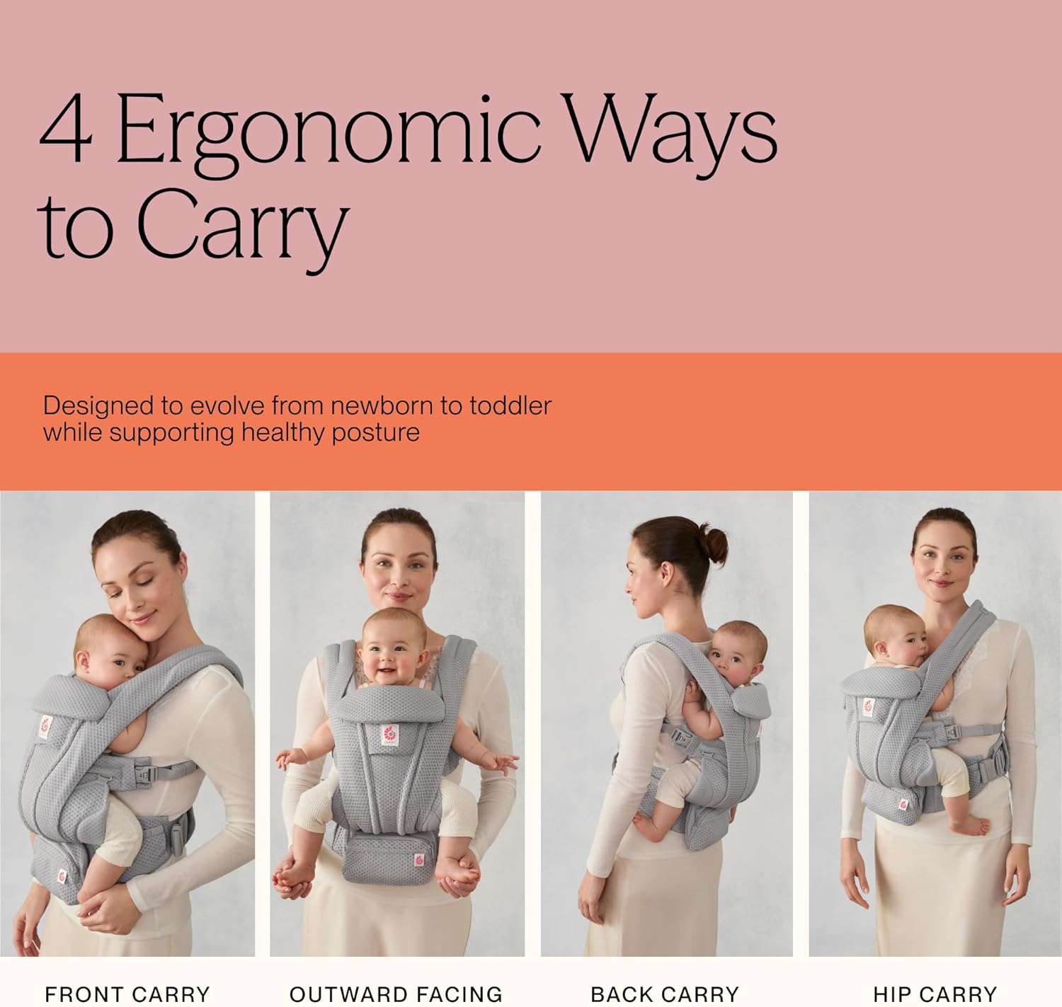 All seasons mesh infant to toddler carrier with reflective safety accents