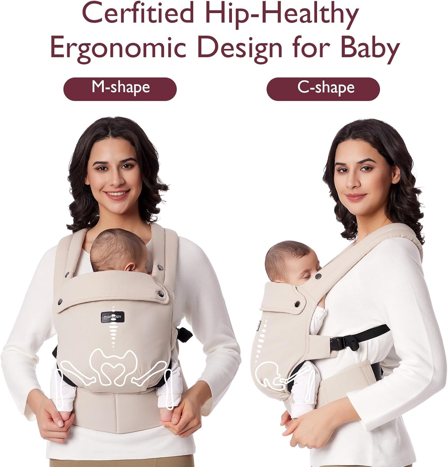 Momcozy Baby Carrier - Ergonomic, Cozy and Lightweight Carrier for 7-44lbs, Effortless to Put On, Ideal for Hands-Free Parenting, Enhanced Lumbar Support, Purehug for Infant to Toddler, Khaki