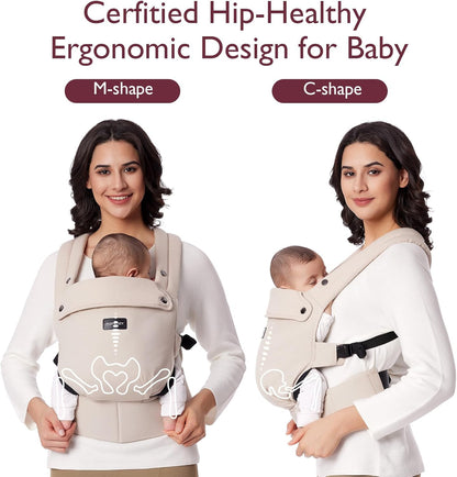 Momcozy Baby Carrier - Ergonomic, Cozy and Lightweight Carrier for 7-44lbs, Effortless to Put On, Ideal for Hands-Free Parenting, Enhanced Lumbar Support, Purehug for Infant to Toddler, Khaki