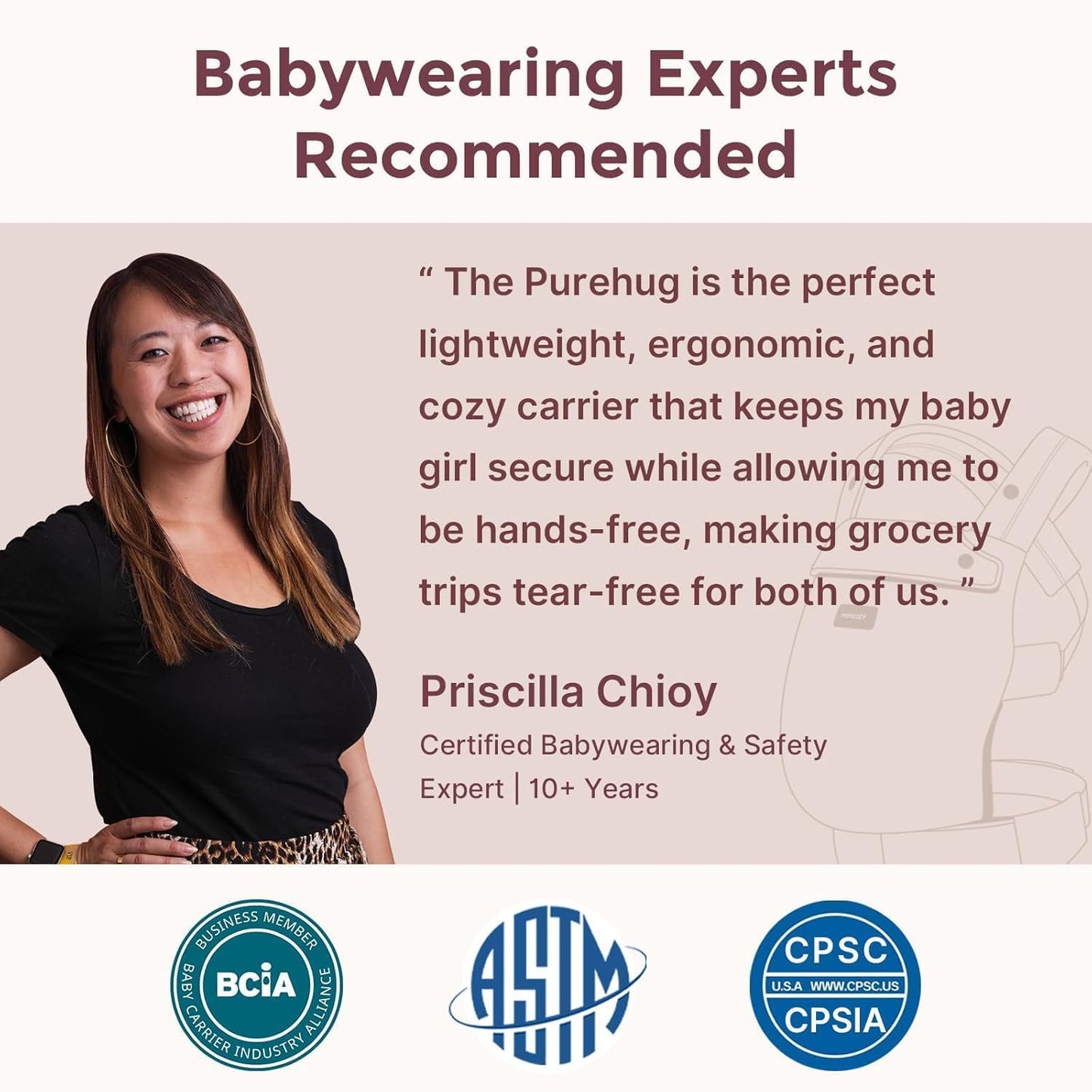 Momcozy Baby Carrier - Ergonomic, Cozy and Lightweight Carrier for 7-44lbs, Effortless to Put On, Ideal for Hands-Free Parenting, Enhanced Lumbar Support, Purehug for Infant to Toddler, Khaki