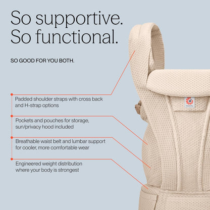 Ergobaby Omni Deluxe All Carry Positions Breathable Mesh Baby Carrier with Enhanced Lumbar Support & Airflow, Newborn to Toddler, (Holds 7-45 lbs), Midnight Blue