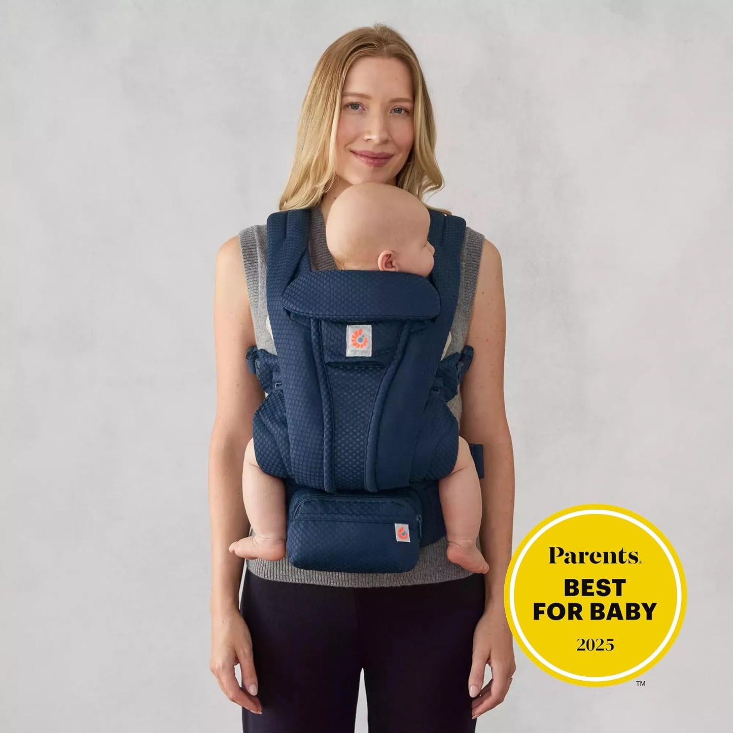 Comfortable structured mesh baby carrier with lumbar back support for parents
