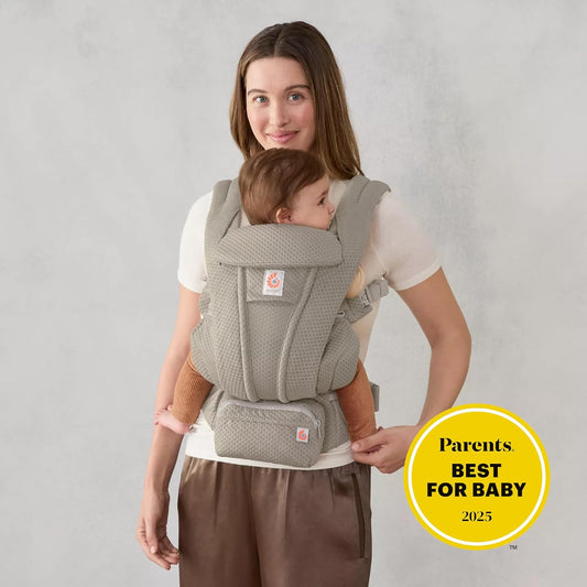 Ergobaby Omni Deluxe Baby Carrier Newborn to Toddler - Breathable Baby Carriers for Summer - All-Position Carrier with Enhanced Lumbar Support & Airflow (7-45 Pounds), Mesh, Soft Olive
