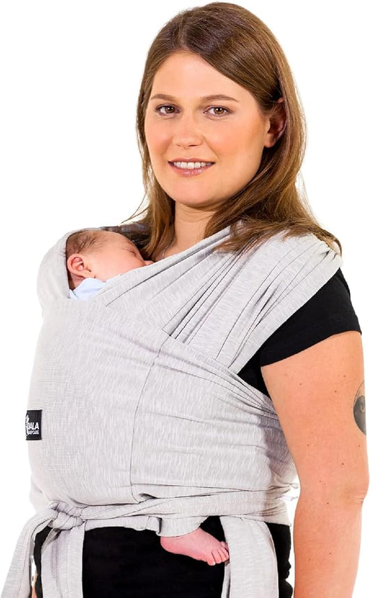 Koala Babycare Baby Sling – Easy Wear Ergonomic Wrap Carrier | Certified Support | Stretchy Multi-Purpose Design up to 9kg | Newborn Baby Carrier | هدية مثالية للأطفال (Light Grey)