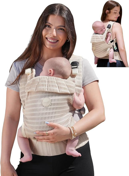 Grownsy Baby Carrier – Ergonomic Mesh Carrier for Newborn to Toddler (7–44 lbs) | One-Click Clasp & Head Support | Breathable Hands-Free Comfort | هدية مثالية للأطفال