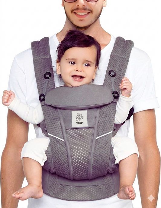 Hands free parenting with comfortable lightweight breathable baby wrap carrier